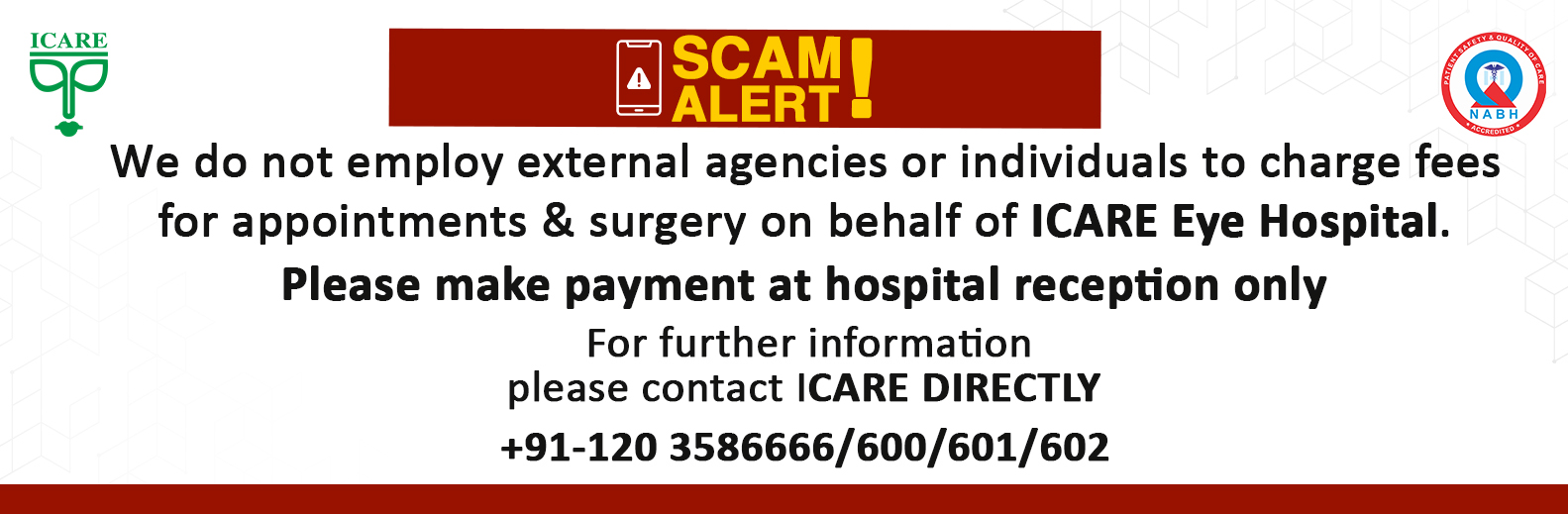 ICARE Eye Hospital Notice, Noida